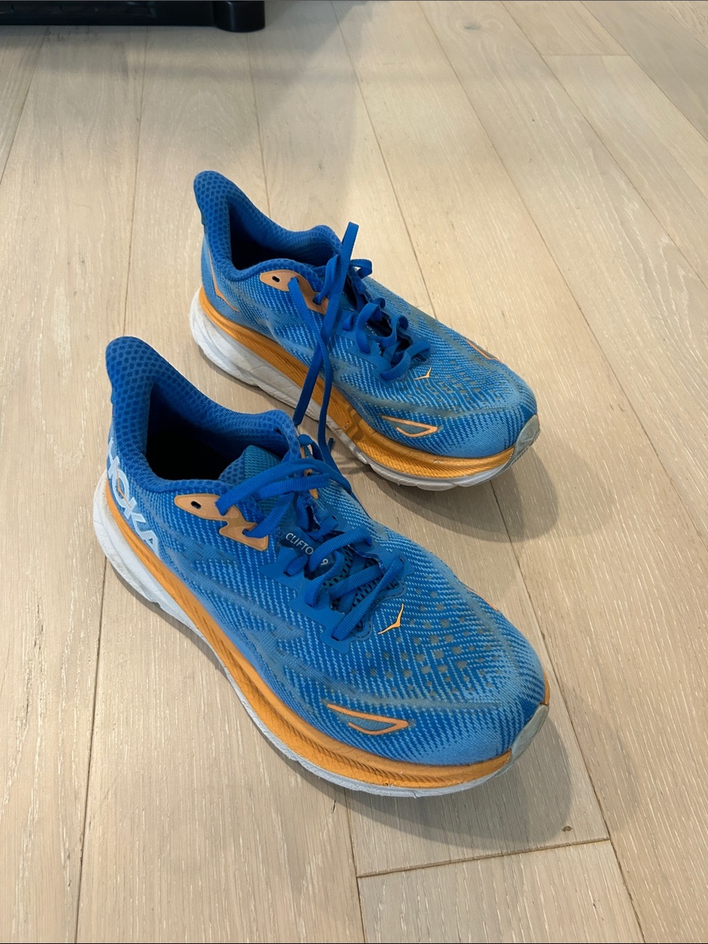 Hoka Bright Blue with Orange Accent Running Shoes